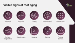 main visible signs of roofing age