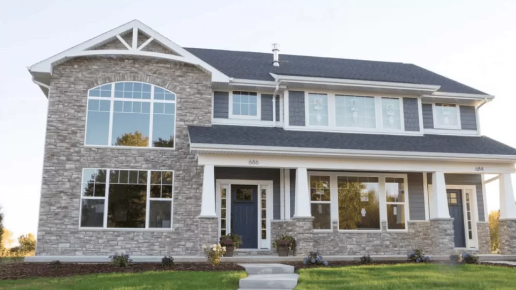 Example of brick and stone veneer siding