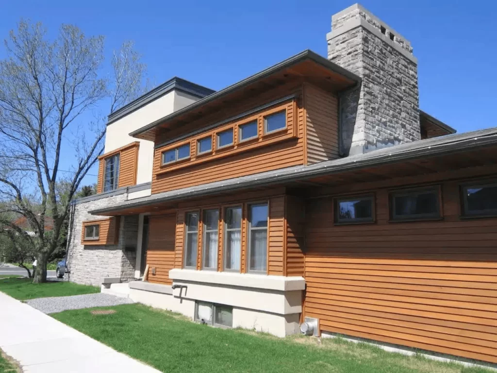 Example of treated wood siding