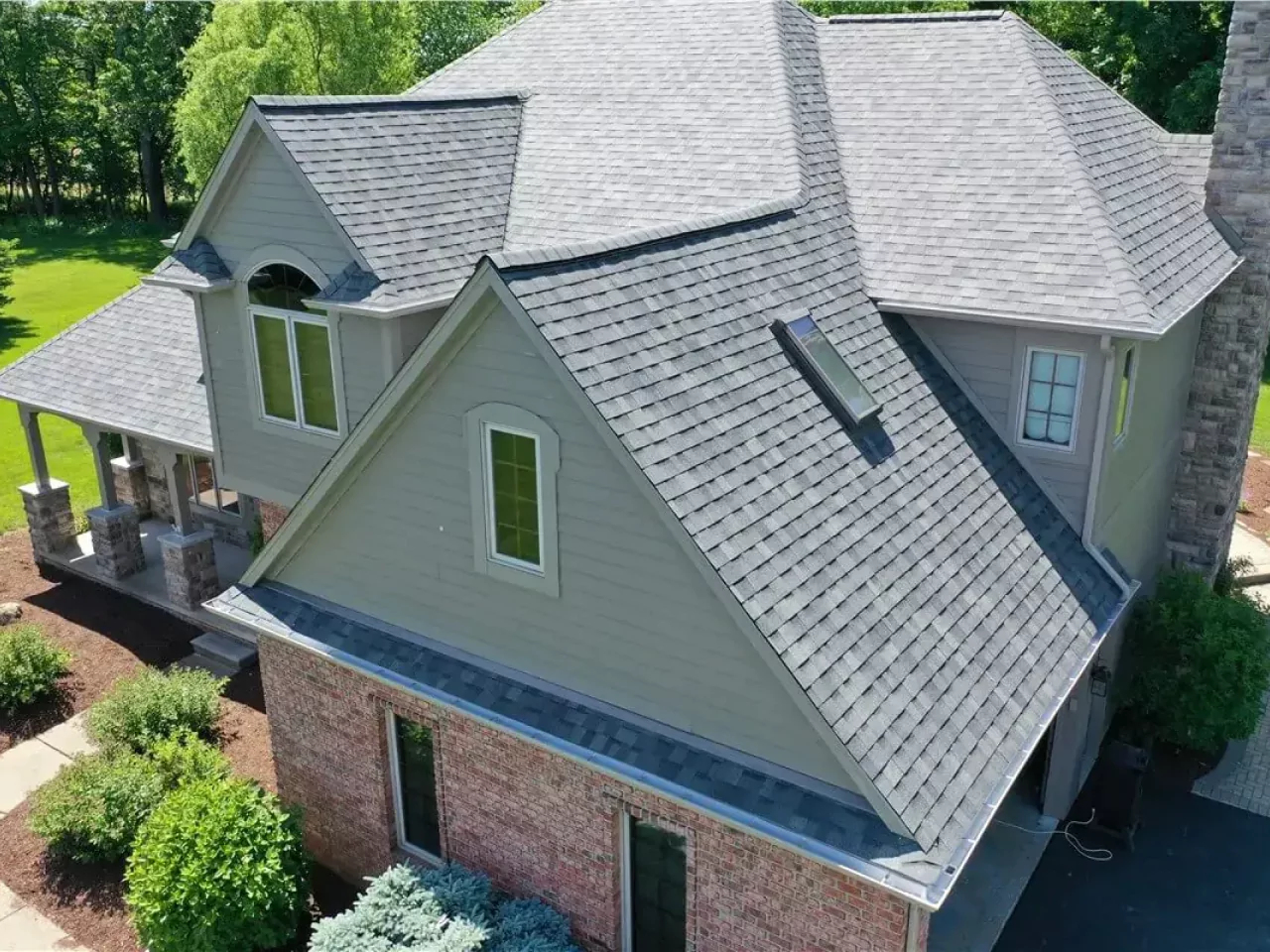  image of many roofs using drone