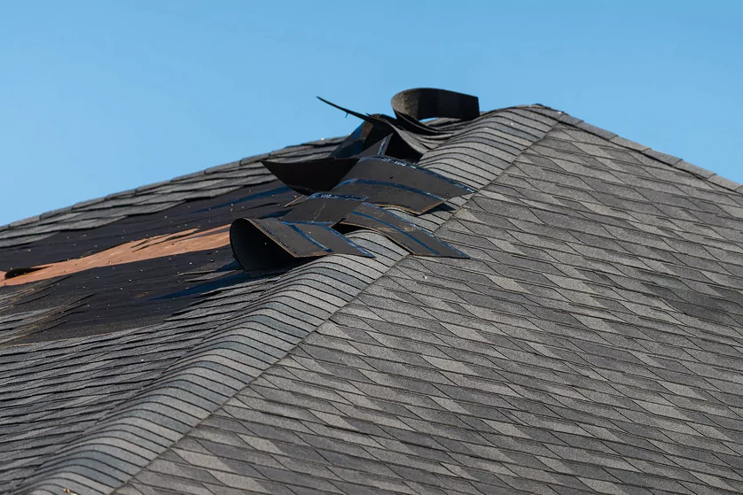 storm damaged roof example