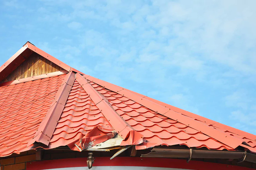 roof damaged from wind