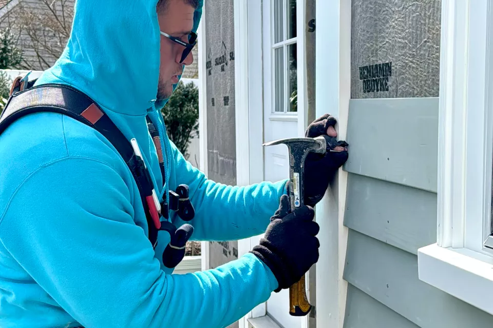 New siding installation