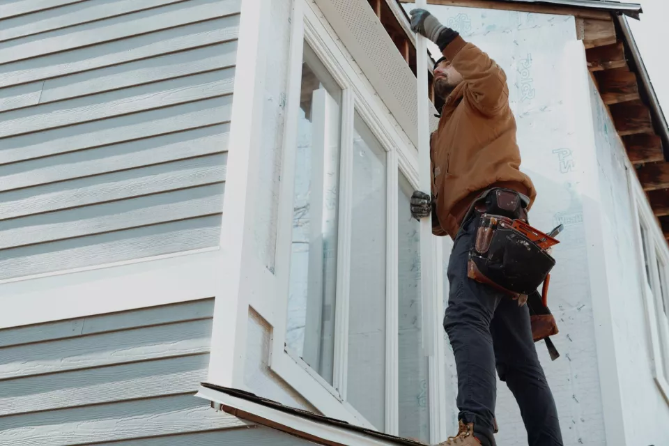 New siding installation