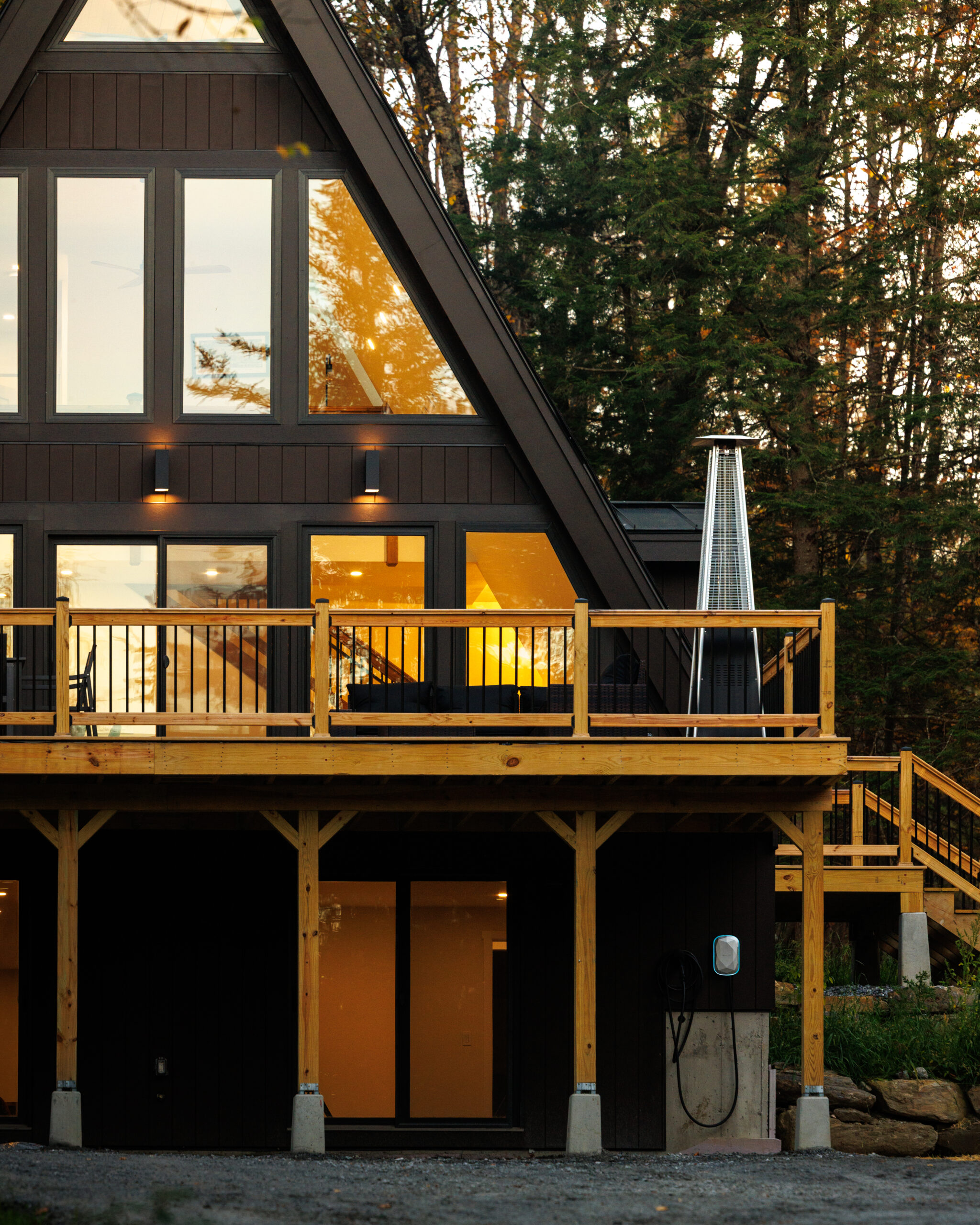 Wood deck at dusk
